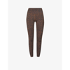 Varley Let's Move High-rise Stretch Recycled-polyester Leggings In Bronze Distorted Cheetah