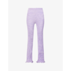 Rabanne Purple Space-dyed Ribbed Cotton Trousers In Mouline Ribs