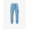Stone Island Logo-patch Cotton-fleece Track Pants In Mid Blue