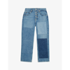 Maje Patchou Patchwork Cropped Denim Jeans In Bleus