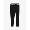 Off-white Logo Waistband Mid-rise Leggings In Black