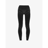 Maisie Wilen Perforated High-rise Stretch-jersey Leggings In Black