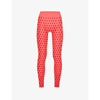 Maisie Wilen Perforated High-rise Stretch-jersey Leggings In Tomato