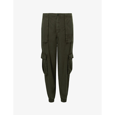 Allsaints Womens Khaki Green Frieda Tapered-leg Mid-rise Woven Trousers 6