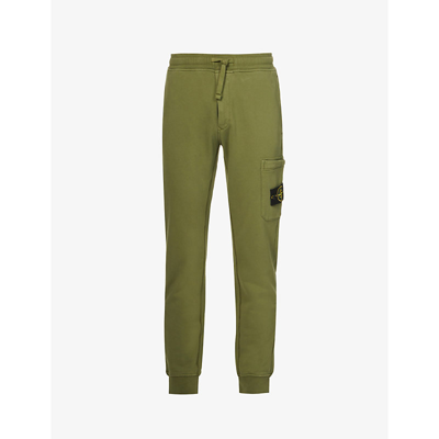 Stone Island Logo-patch Cotton Jogging Bottoms In Olive