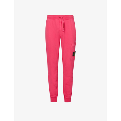 Stone Island Logo-patch Cotton Jogging Bottoms In Fuchsia