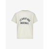 Fear Of God Baseball Logo-print Cotton-jersey T-shirt In Cream Heather / Navy