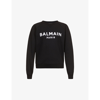 Balmain Logo-flocked Cotton-jersey Sweatshirt In Noir/blanc