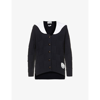 Ganni Sailor-collar Intarsia-knit Cardigan In Sky Captain