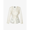 Theory Twist V-neck Satin Blouse In White