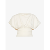Rick Owens Tommy Cropped Ruched Cotton-jersey T-shirt In Natural