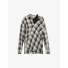 Rta Valery Asymmetric Longline Shirt In Grey Plaid