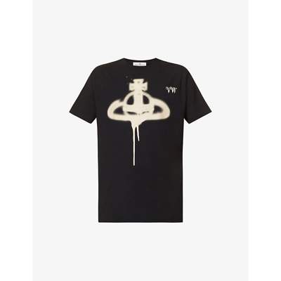 Vivienne Westwood Spray Orb Logo-print Cotton-jersey T-shirt In Black