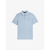 Ted Baker Camdn Floral-embroidered Cotton Polo Shirt In Lt-blue