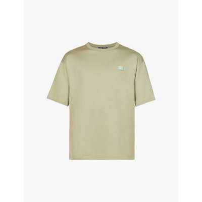 Acne Studios Exford Logo-embroidered Cotton-jersey T-shirt In Eucalyptus Green