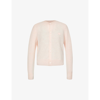 Acne Studios Branded Round-neck Wool Cardigan In Faded Pink Melange