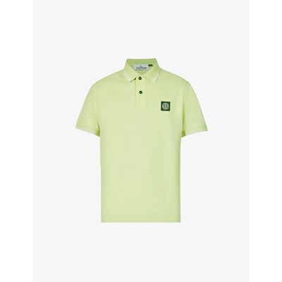 Stone Island Compass Logo Stretch-cotton Polo Shirt In Light Green