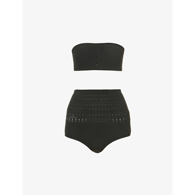 Alaïa Womens Vert Fonce Maillot Knit Bikini 12 In Vert Fonce
