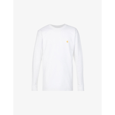 Carhartt Chase Logo-embroidered Cotton-jersey T-shirt In White