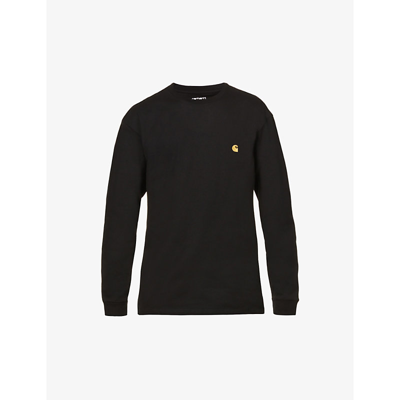 CARHARTT MENS BLACK CHASE LOGO-EMBROIDERED COTTON-JERSEY T-SHIRT,52552954