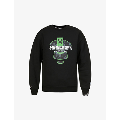 Aape X Minecraft Graphic-print Cotton-blend Sweatshirt In Black