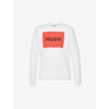Hugo Logo-print Cotton-jersey Sweatshirt In White