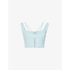 Stella Mccartney Womens Powder Blue Zip-up Cropped Stretch-jersey Top 12 In Powder Blue