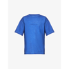 A-cold-wall* Knitted Dissolve Dye T-shirt Pistacho Dyed Cotton T-shirt With Embossed Logo In Cobalt Blue