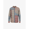 Dsquared2 Red And Blue Linen Check Mix Shirt In Multi