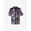 Wales Bonner Navy Highlife Bowling Short Sleeve Shirt In Print