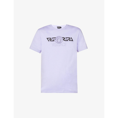 Versace Graphic-print Crewneck Cotton-jersey T-shirt In Orchid
