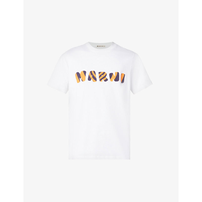 Marni Logo-print Relaxed-fit Cotton-jersey T-shirt In Lily White