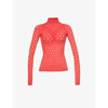 MAISIE WILEN PERFORATED TURTLENECK STRETCH-JERSEY TOP