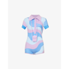 House Of Sunny Good Vibrations Abstract-pattern Knitted Body In Sea Blue Parma Violet