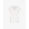 The White Company V-neck Organic-cotton T-shirt In Pale Pink