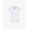 The White Company V-neck Organic-cotton T-shirt In Linen Blue