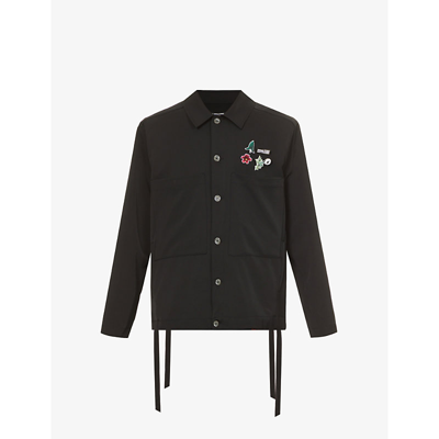 Song For The Mute Brooch-embellished Relaxed-fit Stretch-woven Jacket In Black