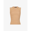 BALMAIN BUTTON-EMBELLISHED SLEEVELESS STRETCH-WOVEN TOP