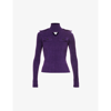 Bottega Veneta High-neck Ribbed Stretch-woven Top In Purple