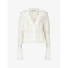 Allsaints Womens Chalk White Vanessa Lace-embroidered Knitted Cardigan Xs