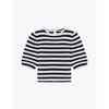 Maje Marigna Striped Elbow Length Sleeve Sweater In Bleus