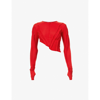 Sami Miro Vintage Asymmetric Long-sleeved Upcycled-jersey Top In Red