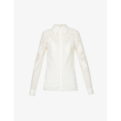 Sportmax Laghi Embroidered Cotton-blend Shirt In White