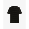 Fendi Cotton T-shirt With All-over Printed Ff Motif In Nero+nero
