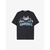 Rhude Casino Logo-print Cotton-jersey T-shirt In Vtg Black