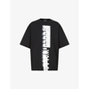 A-cold-wall* Knitted Large Logo T-shirt Black Cotton T-shirt With Vertical Logo Print In Black