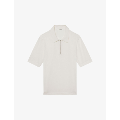Sandro Pablo Zipped Stretch-woven Polo Shirt In Naturels
