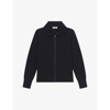 Sandro Zip-up Trucker-style Wool Cardigan In Noir / Gris