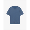 Sandro Pablo Crewneck Classic-fit Knitted T-shirt In Bleus
