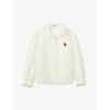 SANDRO LEXA EMBROIDERED-LOGO LINEN-BLEND SHIRT